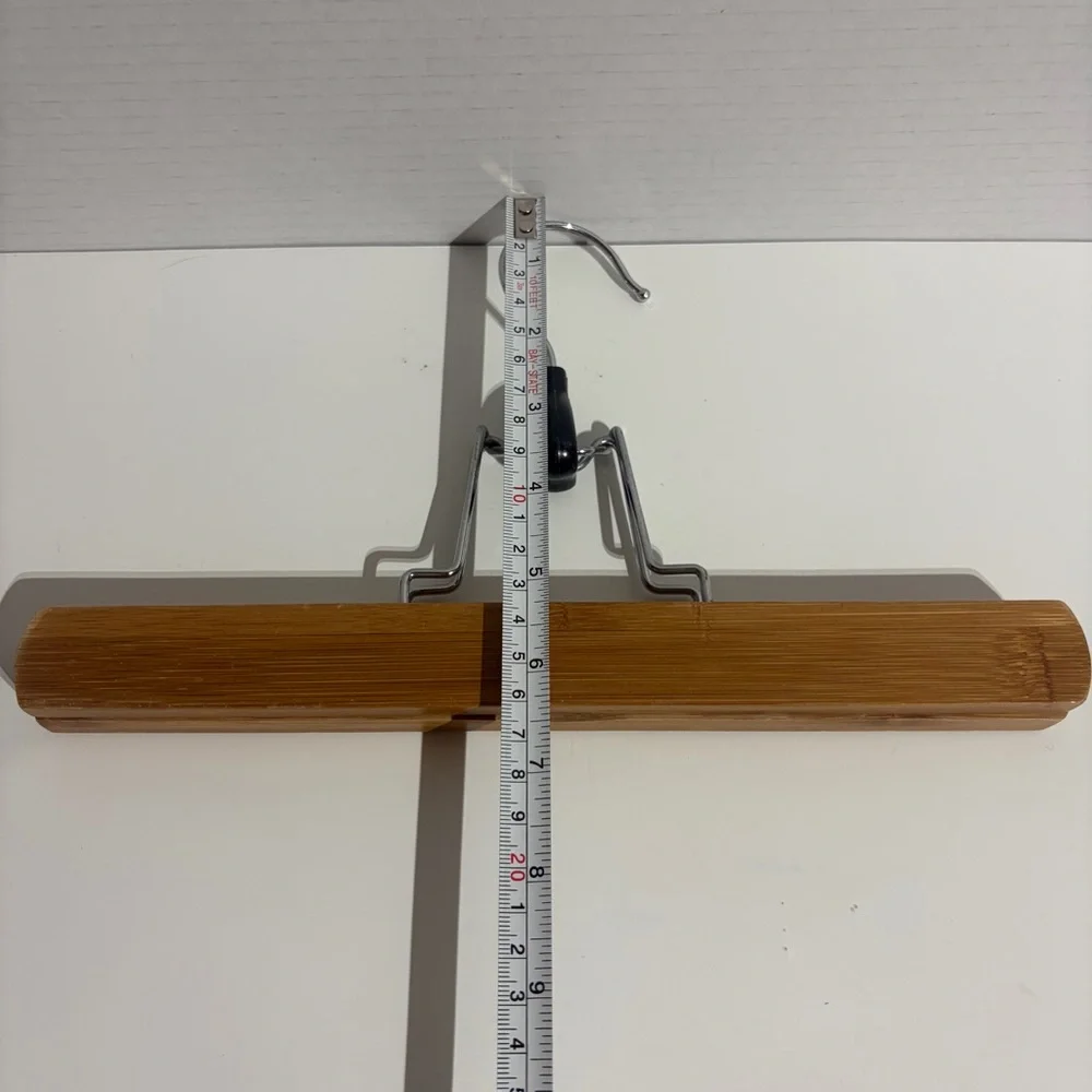 Lot 2 Wooden Clamp Hangers Hanger Pants Skirt Natural Wood Metal Hook